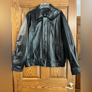 Men’s Black Leather Jacket -Size Large